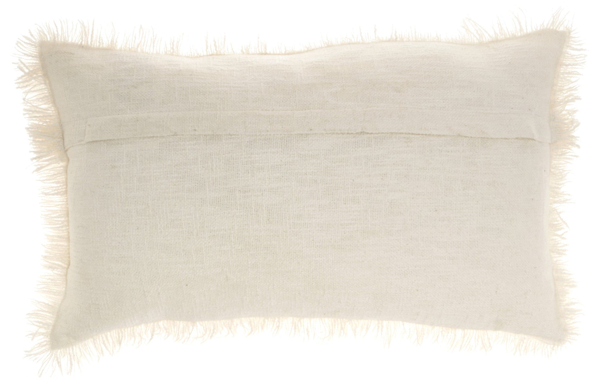 14" X 24" Ivory Cotton Throw Pillow With Fringe FurniFindUSA