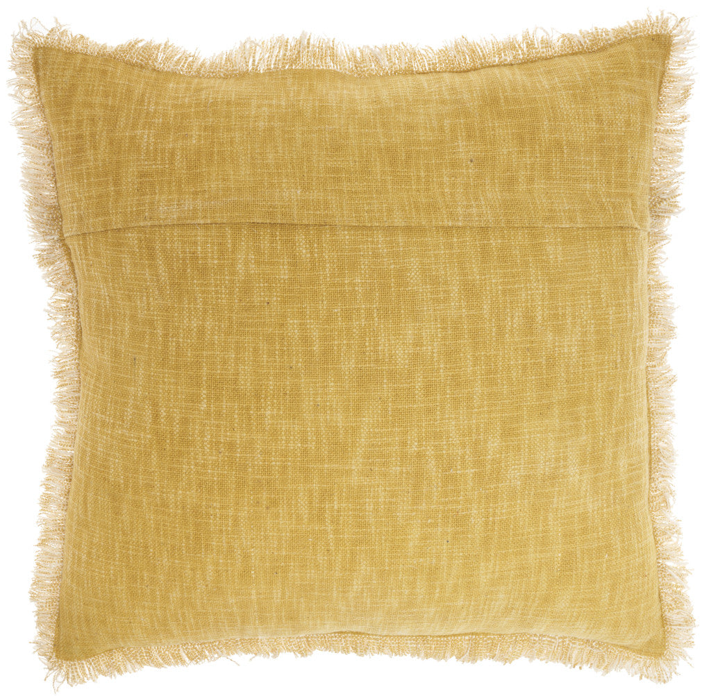22" Yellow Cotton Throw Pillow With Fringe FurniFindUSA