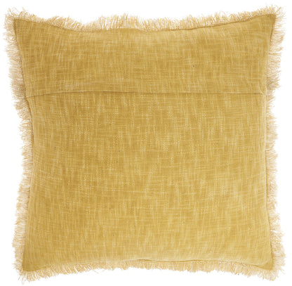 22" Yellow Cotton Throw Pillow With Fringe FurniFindUSA