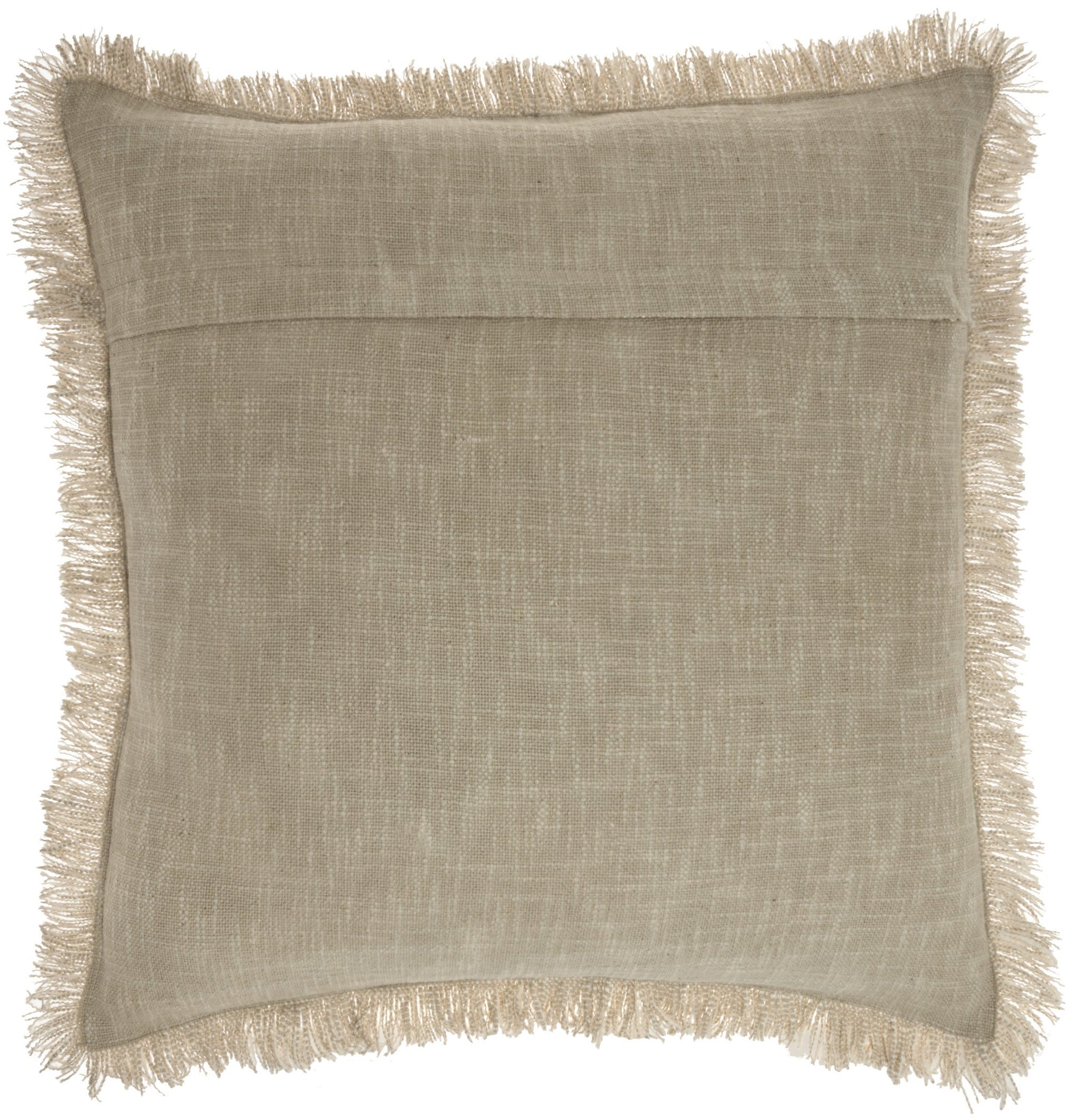 22" Taupe Cotton Throw Pillow With Fringe FurniFindUSA