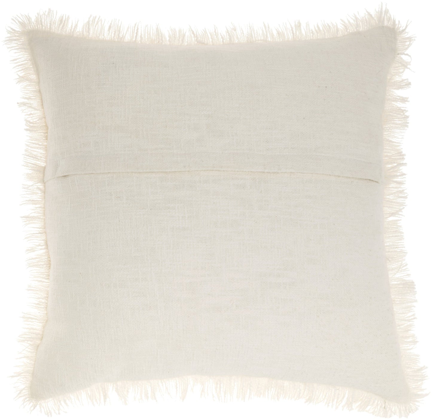 22" Ivory Cotton Throw Pillow With Fringe FurniFindUSA
