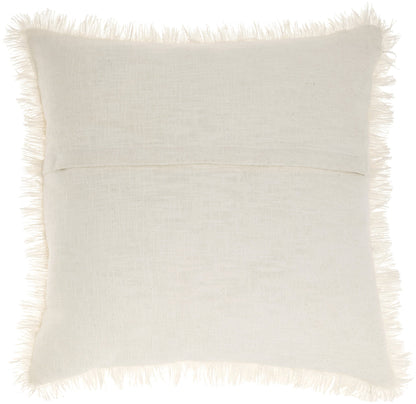 22" Ivory Cotton Throw Pillow With Fringe FurniFindUSA