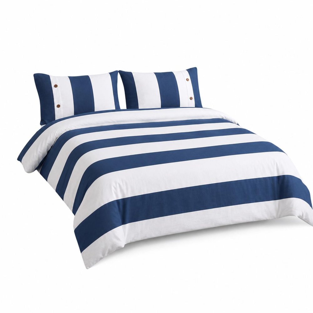 Blue And White Queen Cotton Washable Duvet Set — view 5