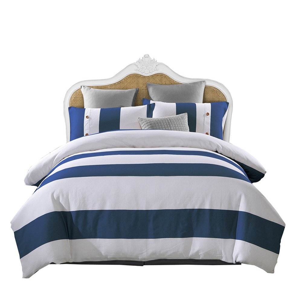 Blue And White Queen Cotton Washable Duvet Set — view 1
