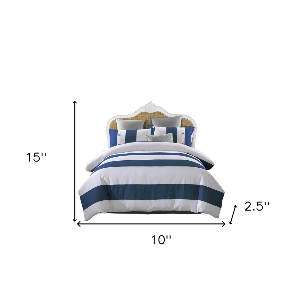 Blue And White Queen Cotton Washable Duvet Set — view 2