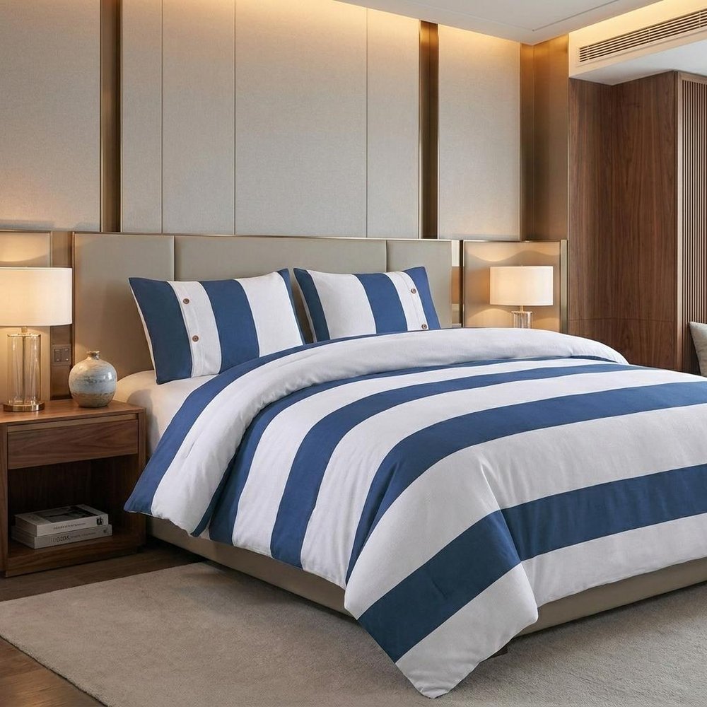 Blue And White King Cotton Washable Duvet Cover Set — view 6