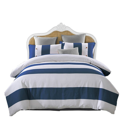 Blue And White King Cotton Washable Duvet Cover Set