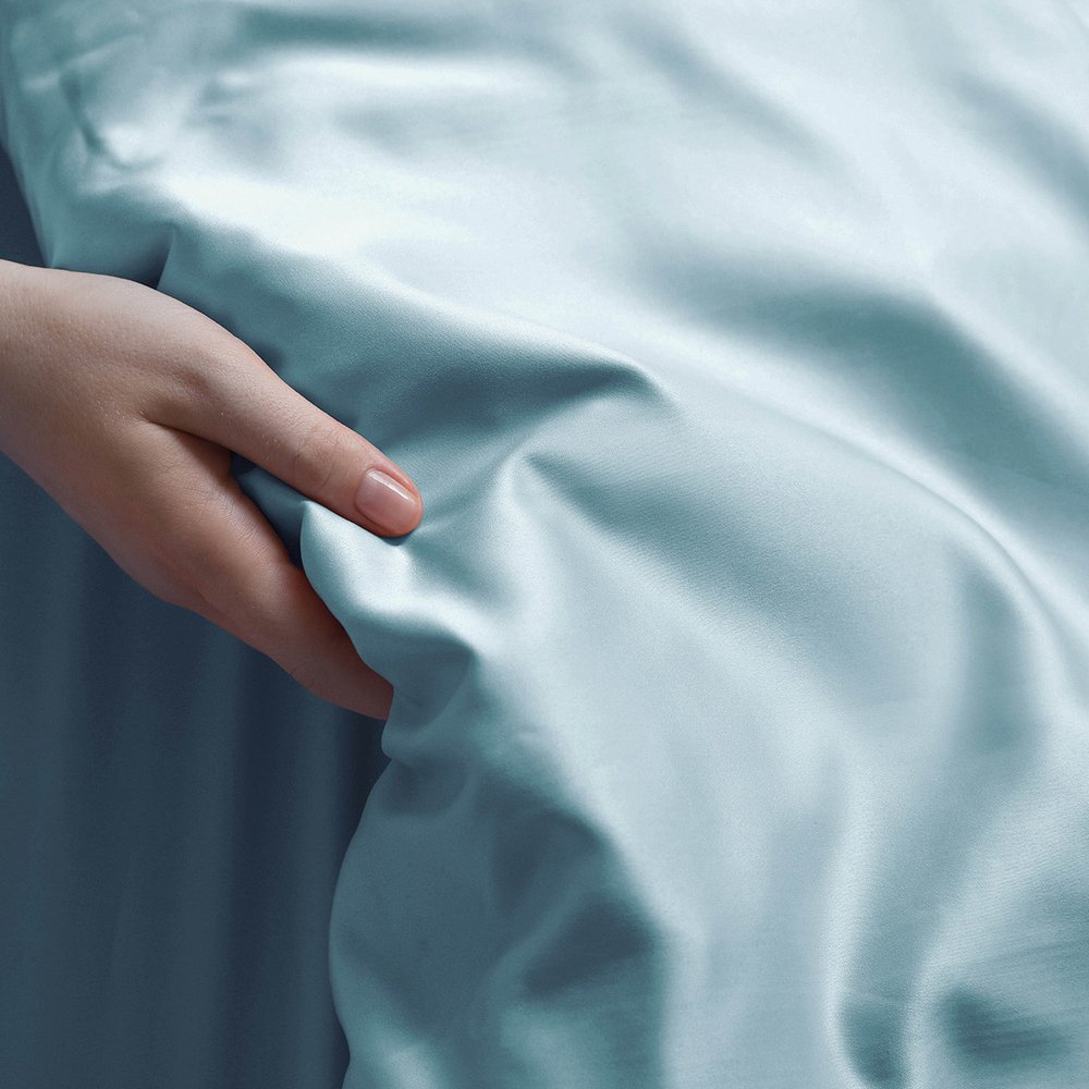 Light Blue King Rayon Washable Duvet Cover Set — view 2