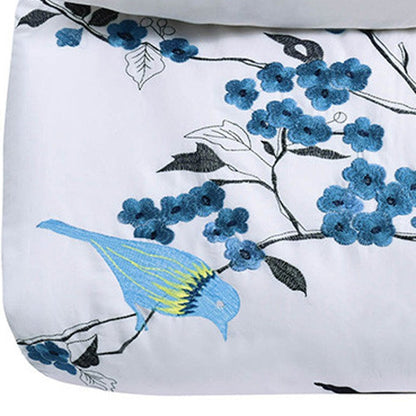 Blue and White King 100% Cotton 200 Thread Count Washable Duvet Cover Set HomeRoots