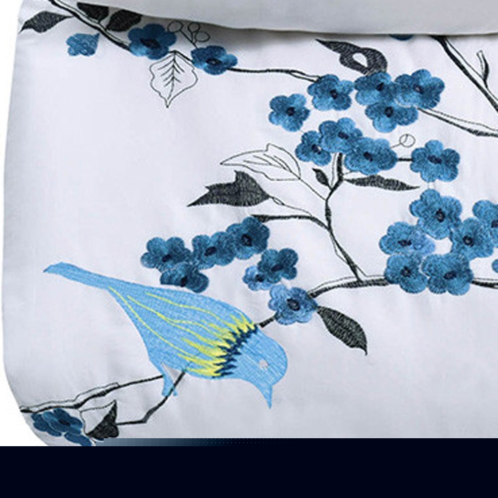 Blue and White King 100% Cotton 200 Thread Count Washable Duvet Cover Set HomeRoots