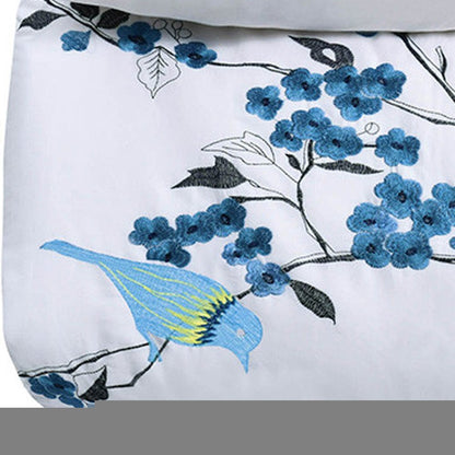 Blue and White King 100% Cotton 200 Thread Count Washable Duvet Cover Set HomeRoots