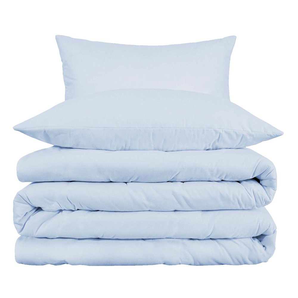 Light Blue Queen Cotton Blend Washable Duvet Cover Set HomeRoots