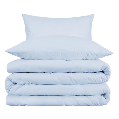 Light Blue Queen Cotton Blend Washable Duvet Cover Set HomeRoots