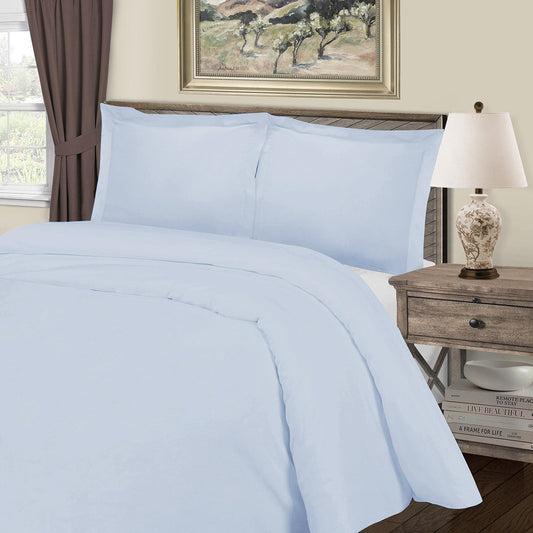 Light Blue Queen Cotton Blend 1000 Thread Count Washable Duvet Cover Set HomeRoots