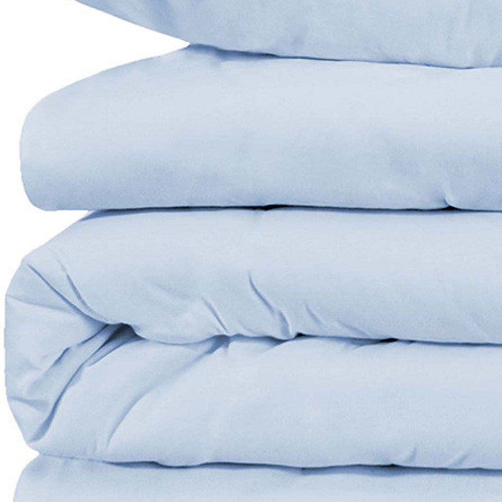 Light Blue Queen Cotton Blend 1000 Thread Count Washable Duvet Cover Set