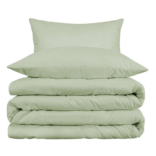 Light Green Queen Cotton Blend 1000 Thread Count Washable Duvet Cover Set HomeRoots