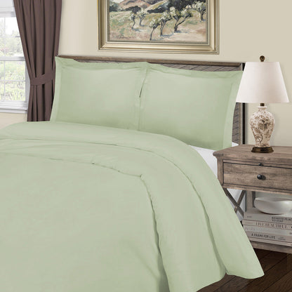 Light Green Queen Cotton Blend 1000 Thread Count Washable Duvet Cover Set