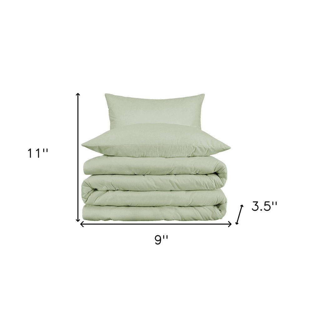 Light Green Queen Cotton Blend 1000 Thread Count Washable Duvet Cover Set HomeRoots