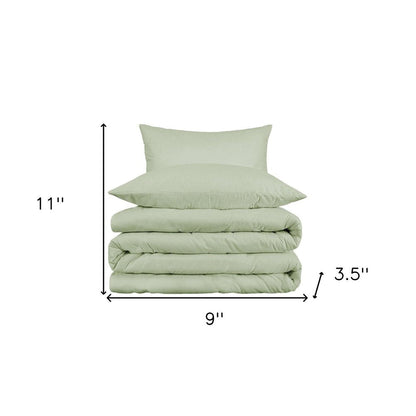 Light Green Queen Cotton Blend 1000 Thread Count Washable Duvet Cover Set HomeRoots