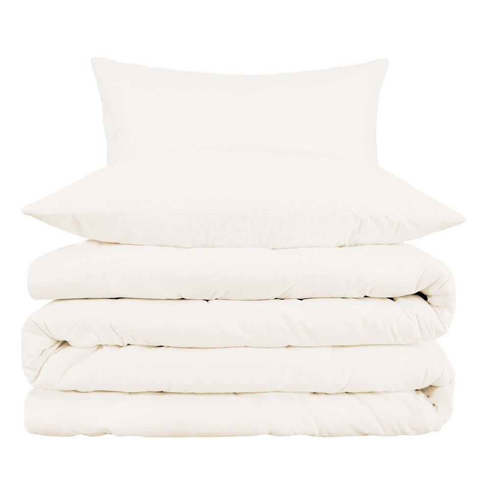 Ivory Queen Cotton Blend Washable Duvet Cover Set HomeRoots