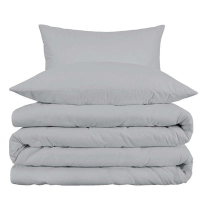 Light Gray Queen Cotton Blend Washable Duvet Cover Set