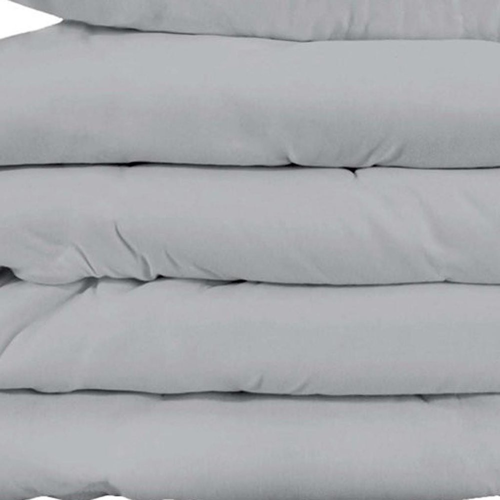 Light Gray Queen Cotton Blend Washable Duvet Cover Set