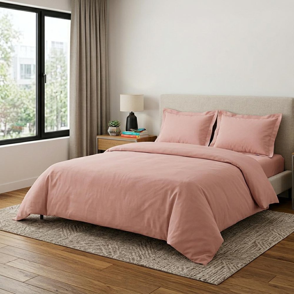 Blush King Cotton Blend 1000 Thread Count Washable Duvet Cover Set HomeRoots
