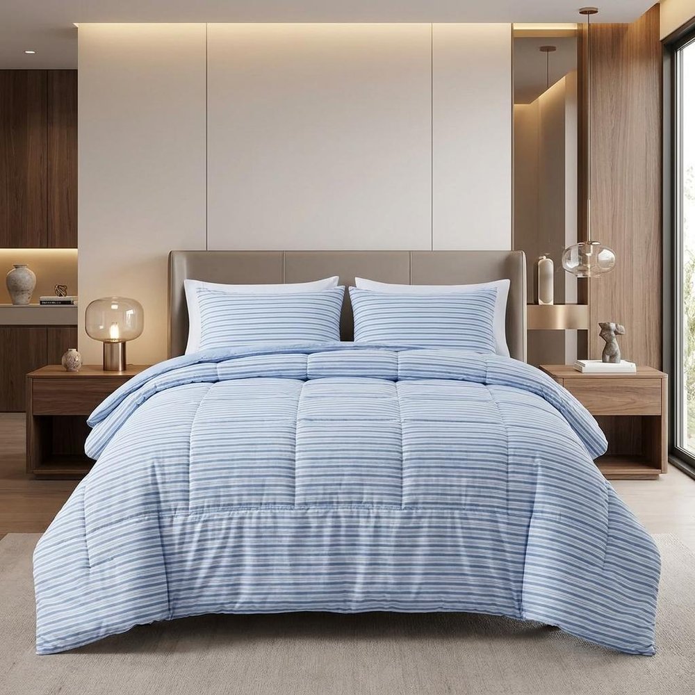 Blue King Cotton Blend Washable Duvet Cover Set — view 5