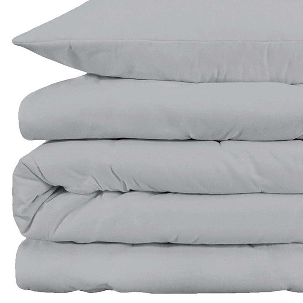 Light Gray King Cotton Blend 1000 Thread Count Washable Duvet Cover Set