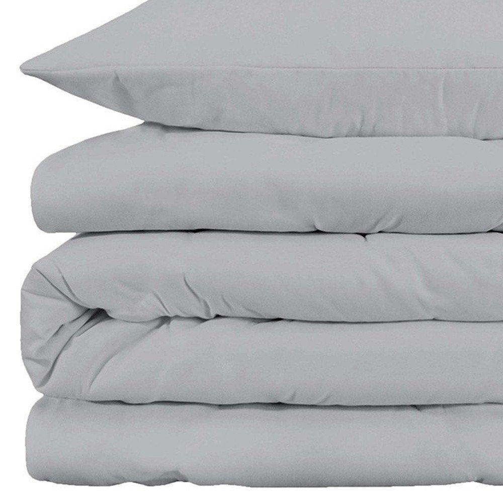 Light Gray King Cotton Blend 1000 Thread Count Washable Duvet Cover Set — view 4