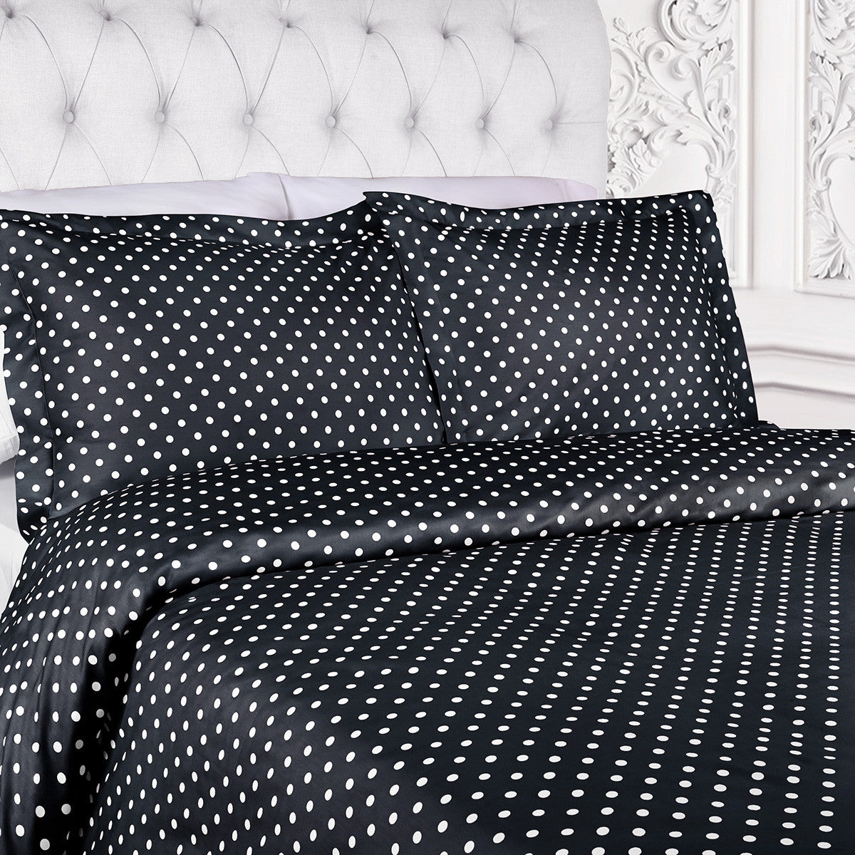 Black and White King Cotton Blend 600 Thread Count Washable Duvet Cover Set