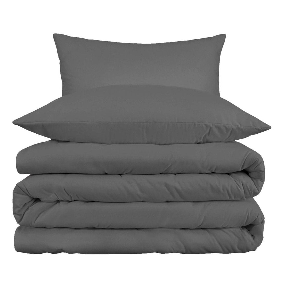 Gray Queen Cotton Blend Washable Duvet Cover Set — view 1