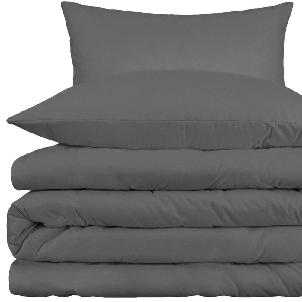 Gray Queen Cotton Blend Washable Duvet Cover Set — view 3