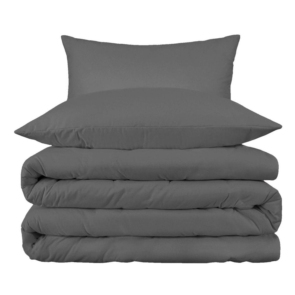 Gray Queen Cotton Blend Washable Duvet Cover Set — view 4