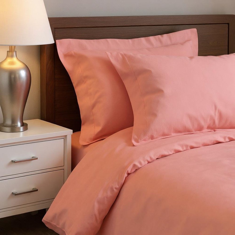 Dusty Rose Queen Cotton Washable Duvet Cover Set With Two Shams — view 2