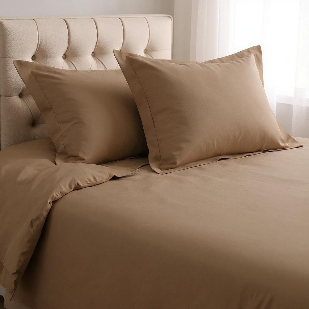 Taupe Queen Cotton Washable Duvet Cover Set With Two Shams — view 3