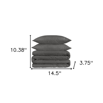Charcoal Queen Cotton Washable Duvet Cover Set HomeRoots