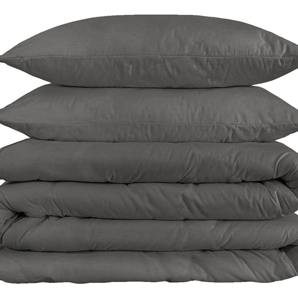 Charcoal Queen Cotton Washable Duvet Cover Set HomeRoots