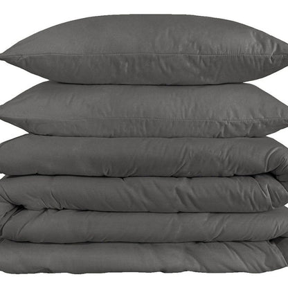 Charcoal Queen Cotton Washable Duvet Cover Set HomeRoots