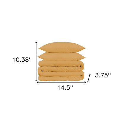 Gold Queen Cotton Blend 1200 Thread Count Washable Duvet Cover Set HomeRoots