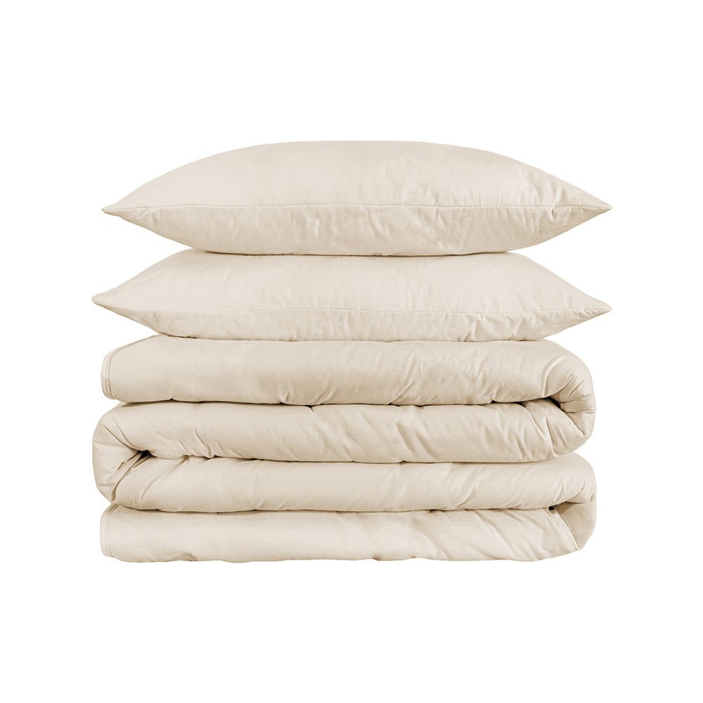 Ivory Queen Cotton Blend 1200 Thread Count Washable Duvet Cover Set HomeRoots