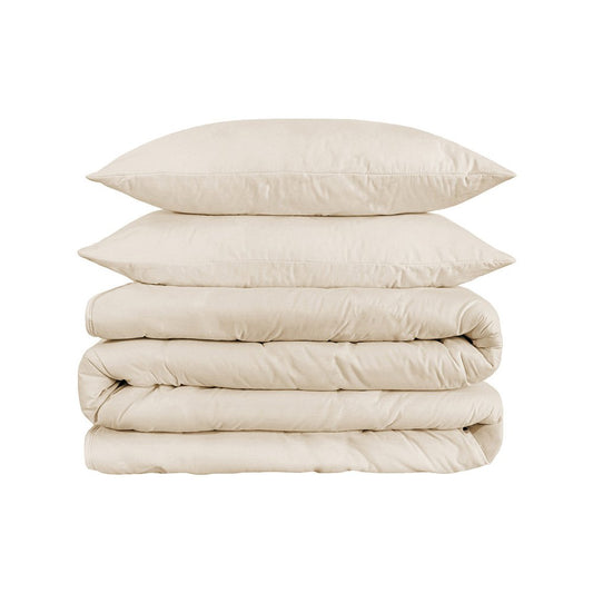 Ivory Queen Cotton Washable Duvet Cover Set HomeRoots