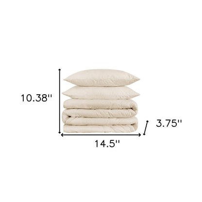Ivory Queen Cotton Blend 1200 Thread Count Washable Duvet Cover Set HomeRoots