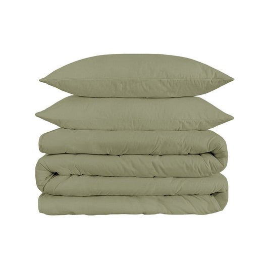 Sage Queen Cotton Blend 1200 Thread Count Washable Duvet Cover Set HomeRoots