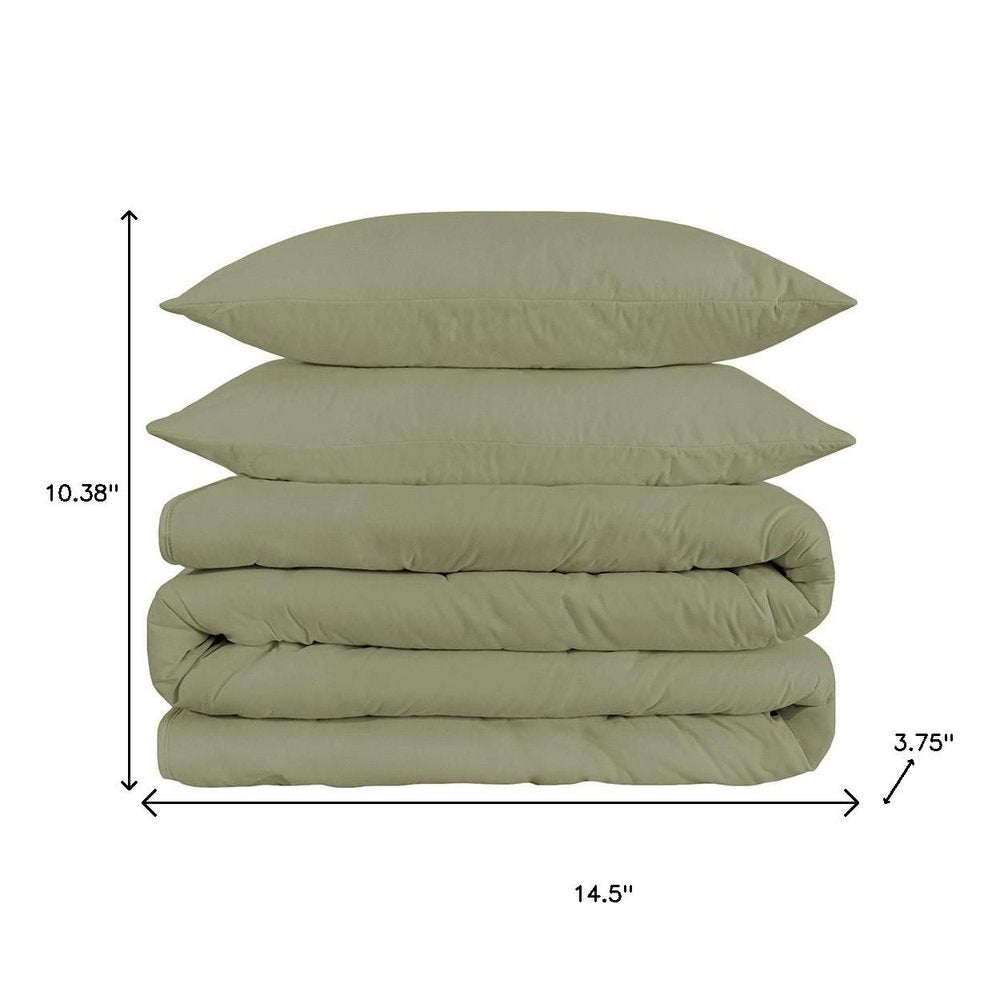 Sage Queen Cotton Blend 1200 Thread Count Washable Duvet Cover Set HomeRoots