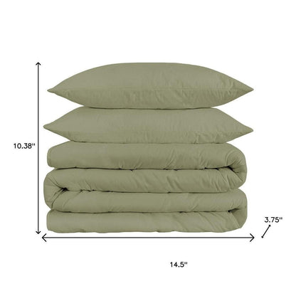 Sage Queen Cotton Blend 1200 Thread Count Washable Duvet Cover Set HomeRoots