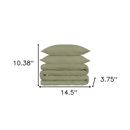 Sage Queen Cotton Blend 1200 Thread Count Washable Duvet Cover Set