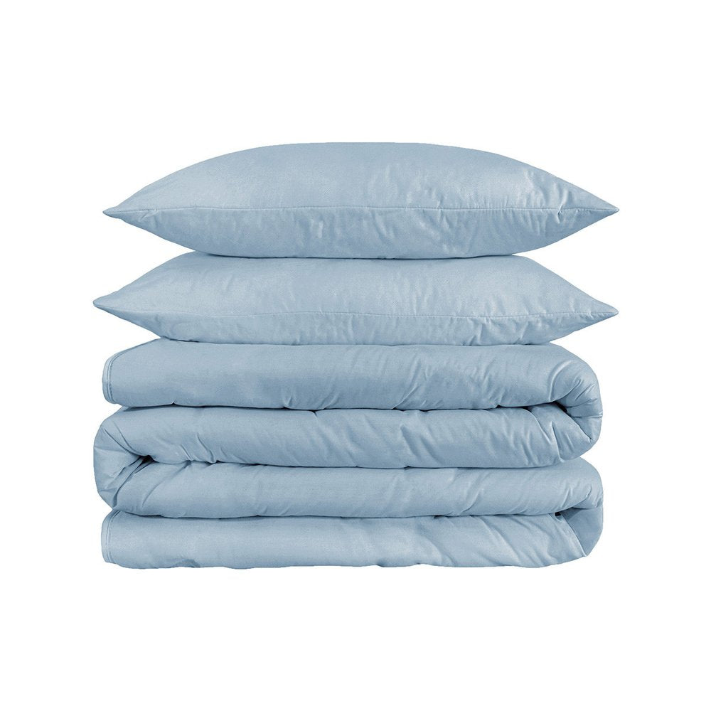 Light Blue King Cotton Washable Duvet Cover Set HomeRoots