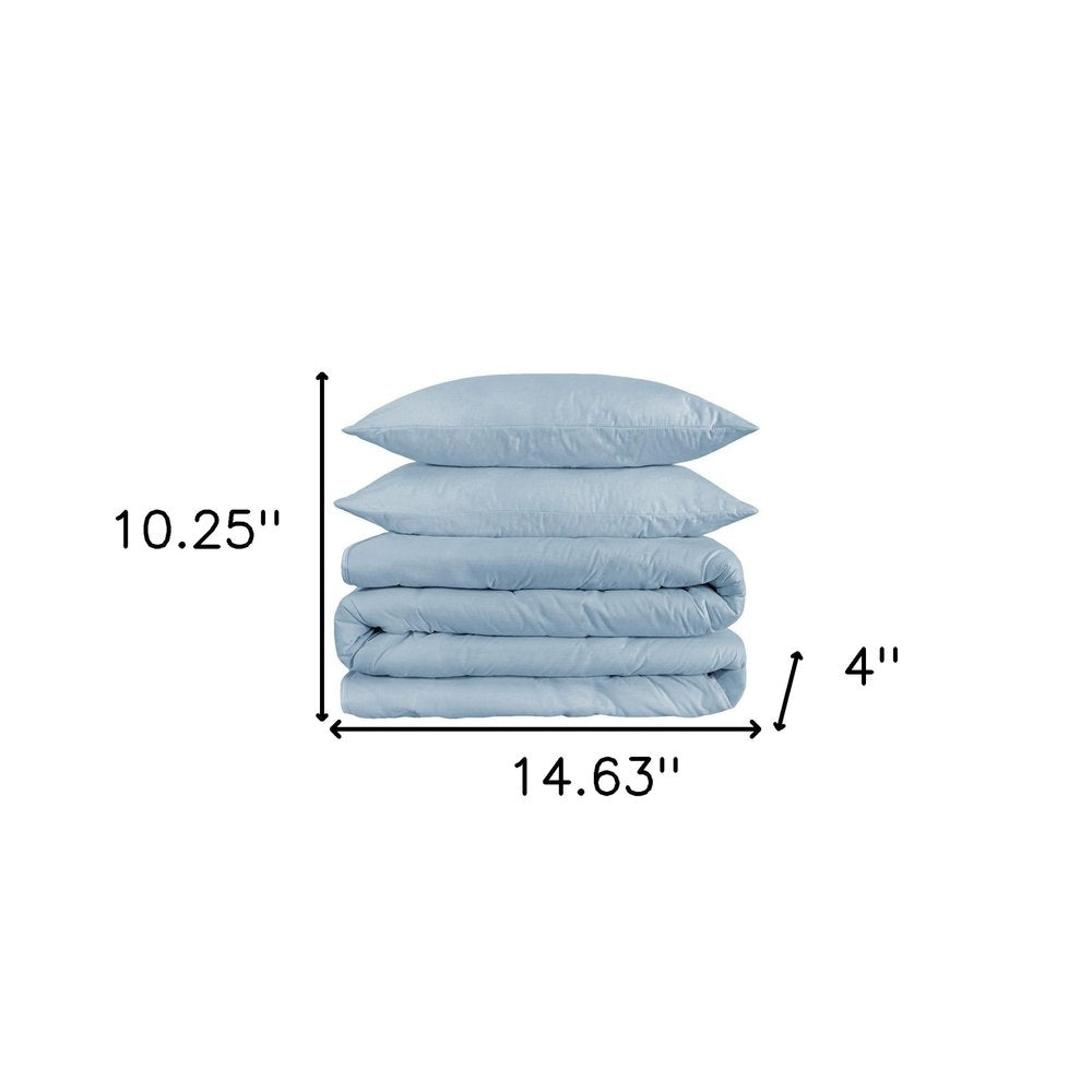 Light Blue King Cotton Washable Duvet Cover Set HomeRoots