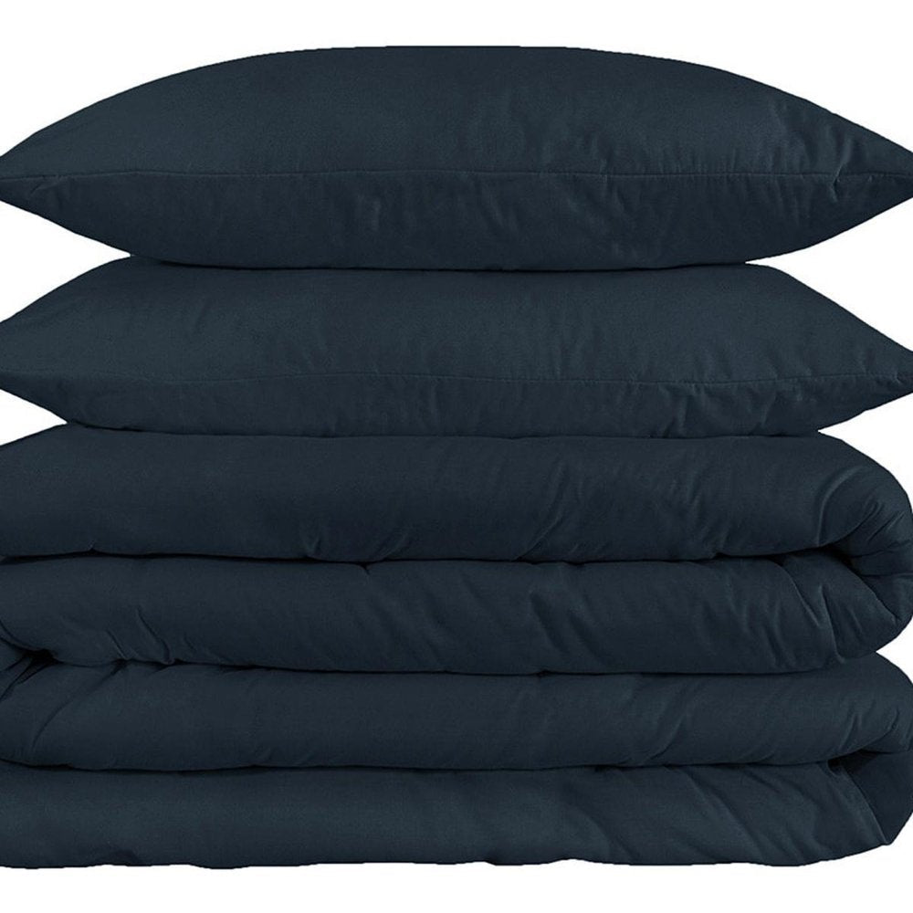 Navy Blue King Cotton Washable Duvet Cover Set HomeRoots
